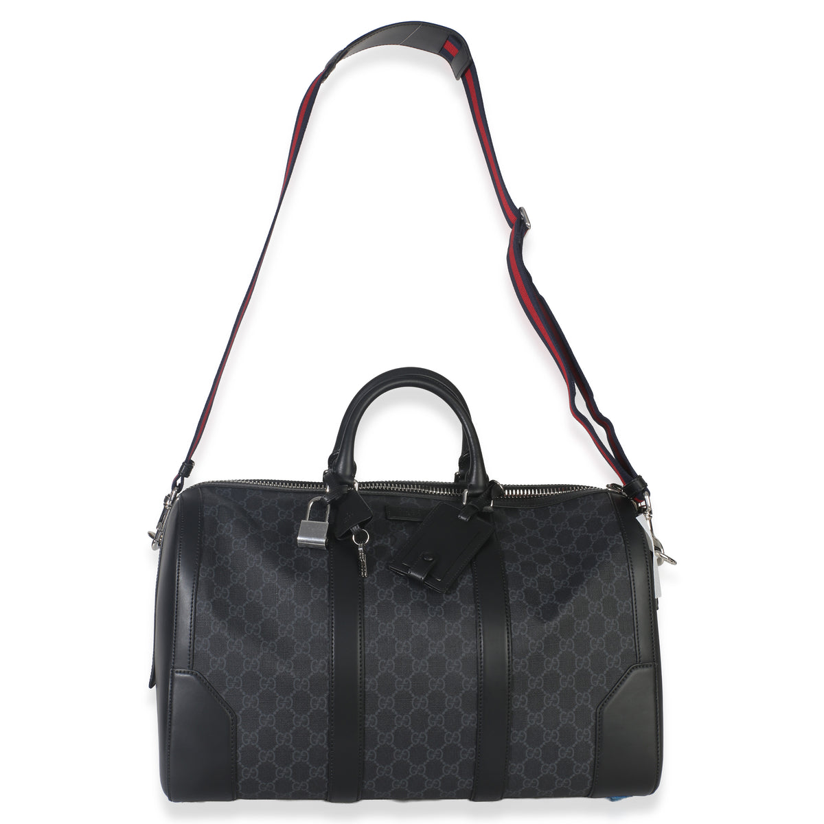 Gucci Black GG Supreme Canvas Web Duffle Bag Handbag av