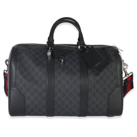 Gucci Black GG Supreme Canvas Web Duffle Bag Handbag id