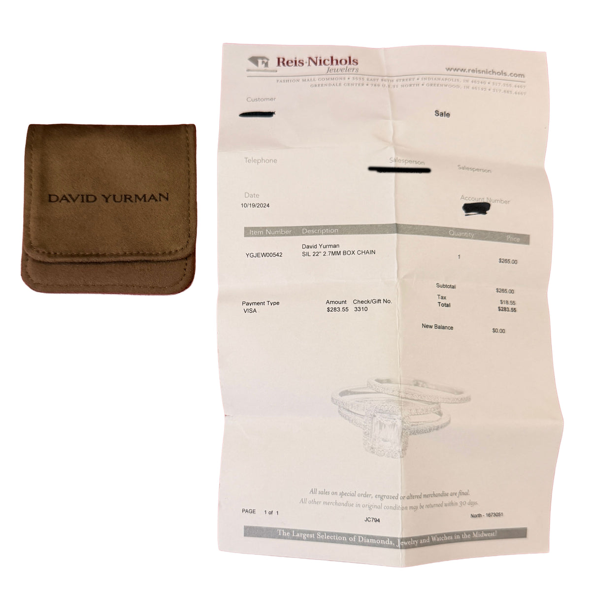 David Yurman Yellow Gold & Sterling Silver  Waves Tag Pendant box