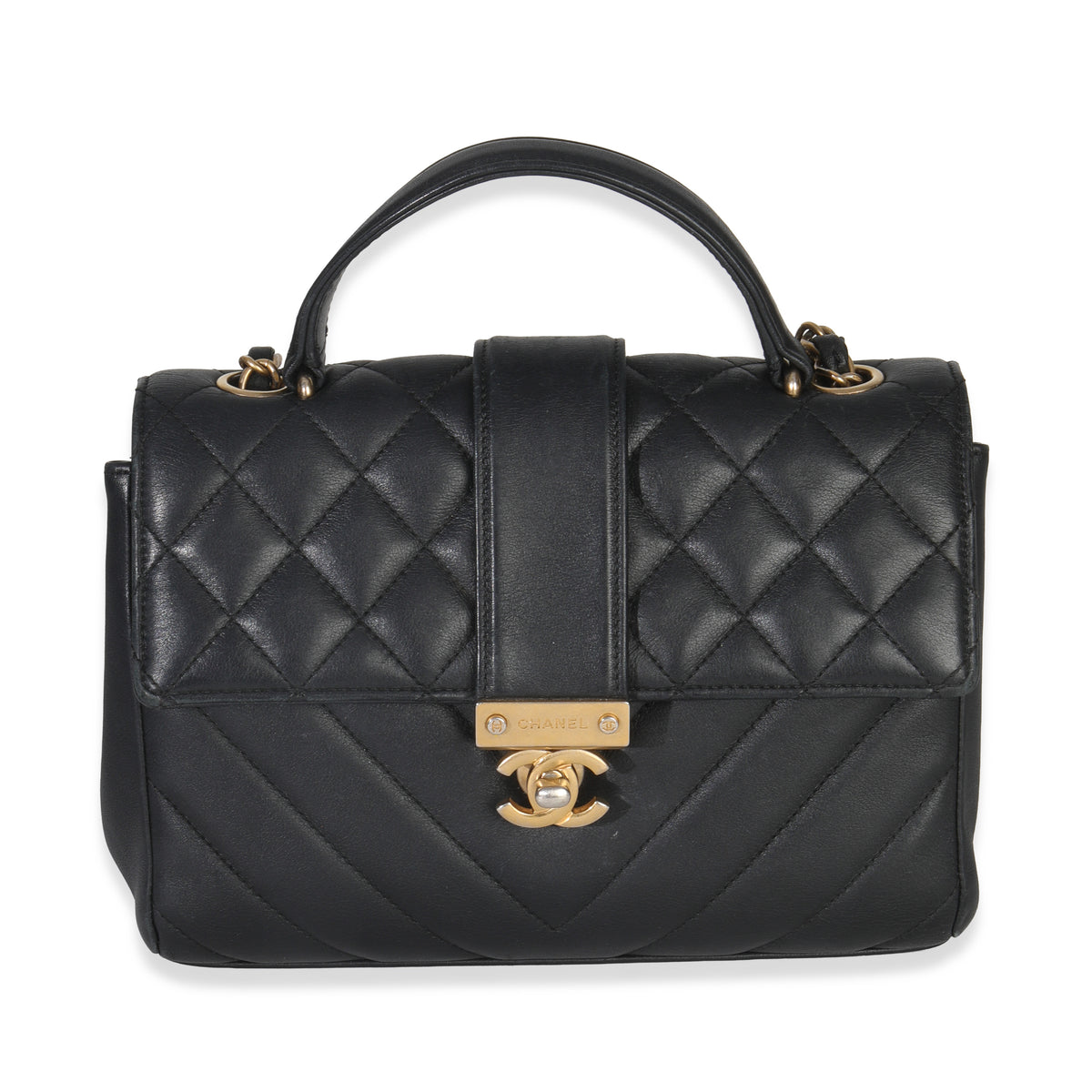 Chanel Black Calfskin Chevron Small In The City Bag Handbag id