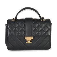 Chanel Black Calfskin Chevron Small In The City Bag Handbag id