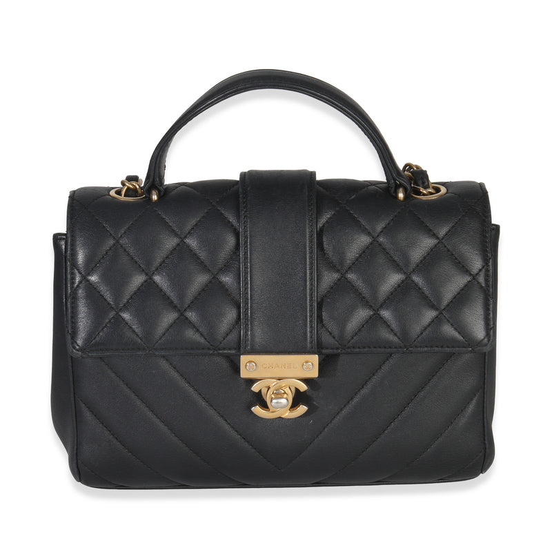 Chanel Black Calfskin Chevron Small In The City Bag Handbag id