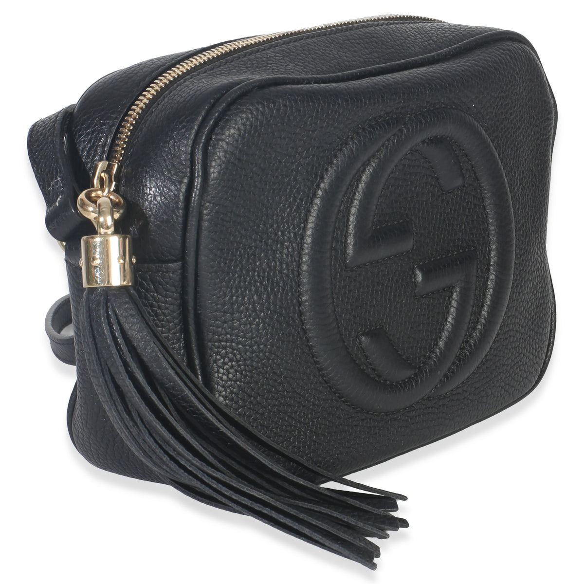 Gucci Black Pebbled Calfskin Small Soho Disco Crossbody Handbag pv