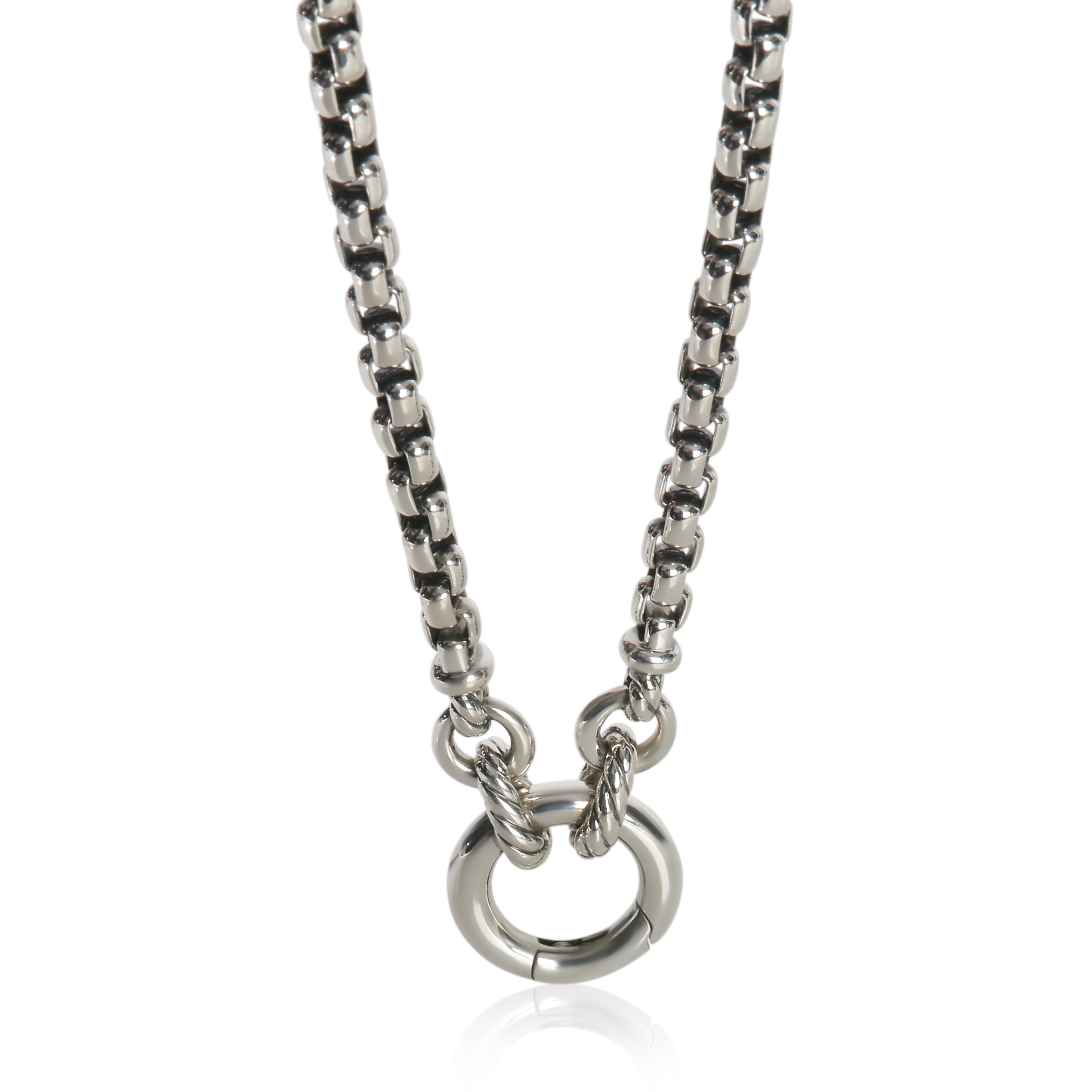 David Yurman Sterling Silver  Smooth Amulet Vehicle Box Necklace fv