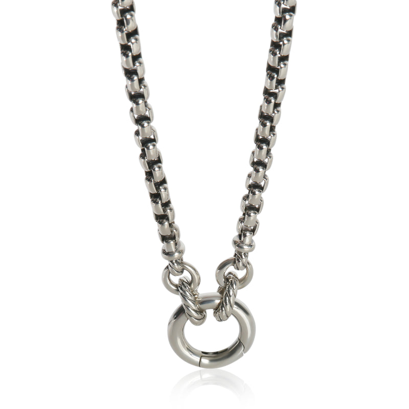 David Yurman Sterling Silver  Smooth Amulet Vehicle Box Necklace fv