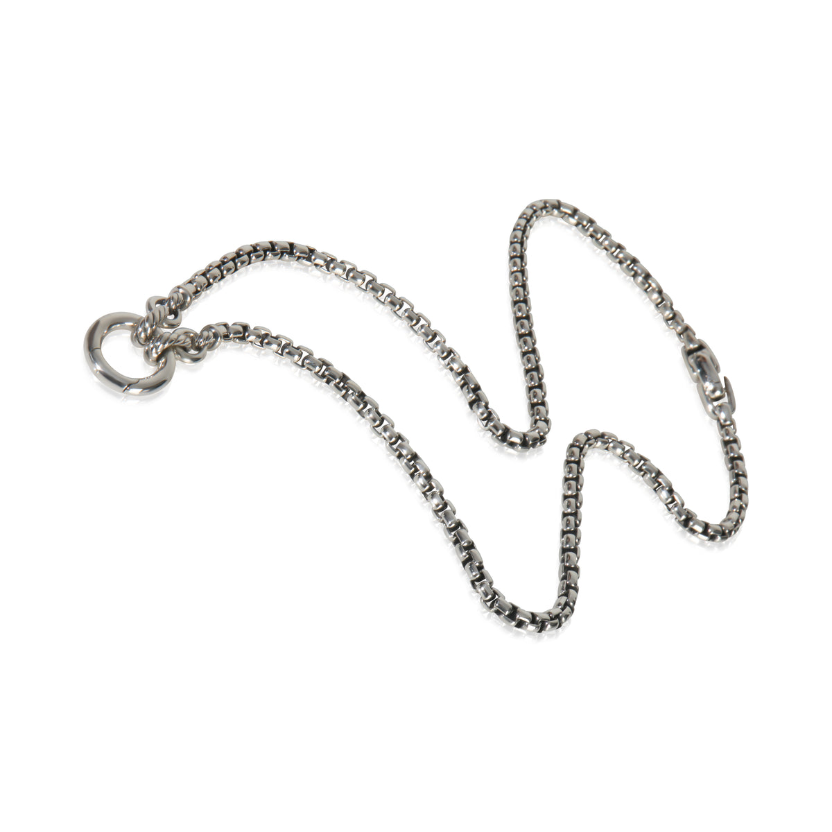 David Yurman Sterling Silver  Smooth Amulet Vehicle Box Necklace pv