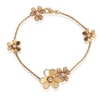 Van Cleef & Arpels Yellow Gold Diamond Frivole 5 Flower Bracelet fv