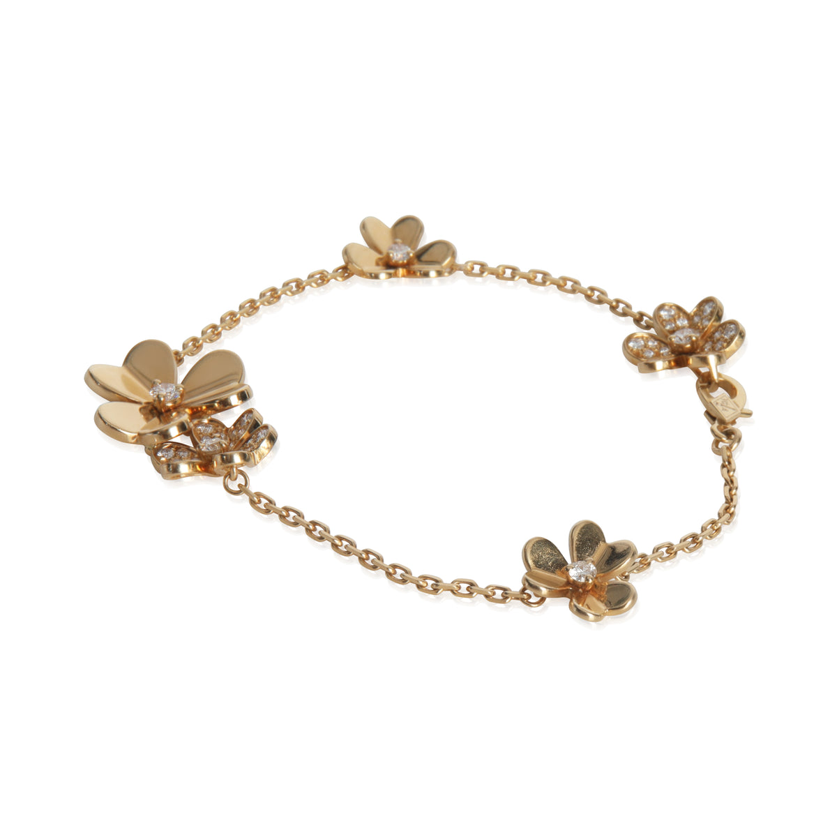 Van Cleef & Arpels Yellow Gold Diamond Frivole 5 Flower Bracelet sv