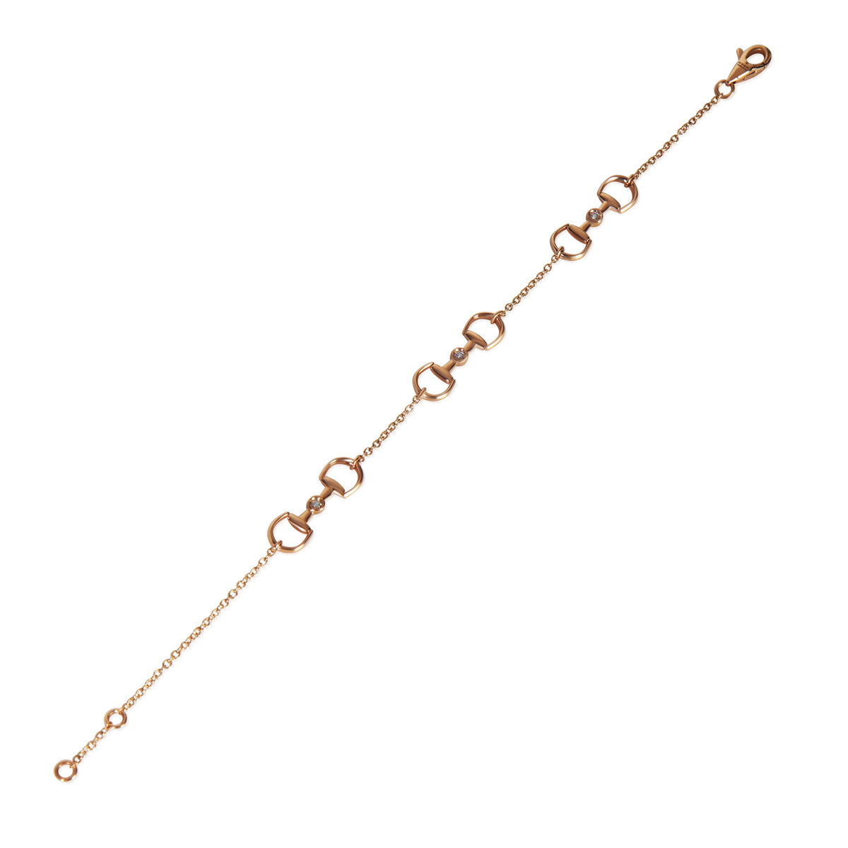 Gucci Rose Gold Diamond Horsebit Chain Link Bracelet bv