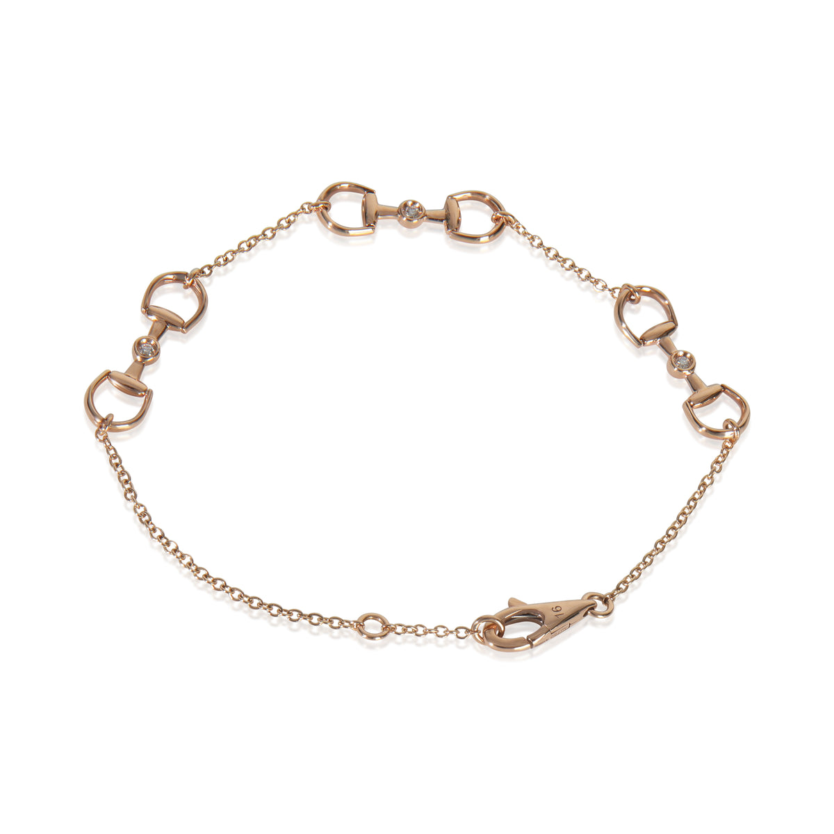 Gucci Rose Gold Diamond Horsebit Chain Link Bracelet pv