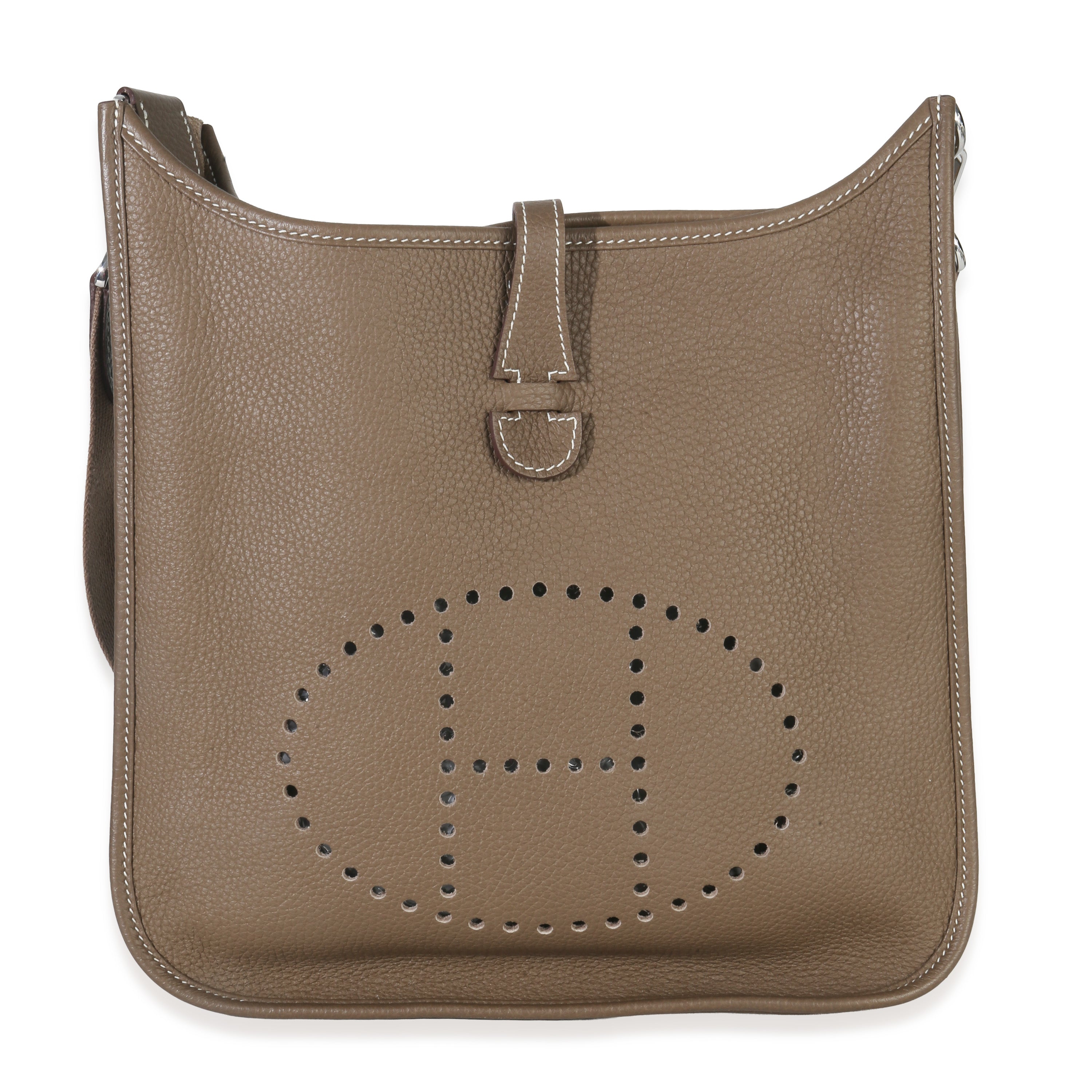 Hermès Etoupe Taurillon Clemence Evelyne III PM 29 PHW Handbag id