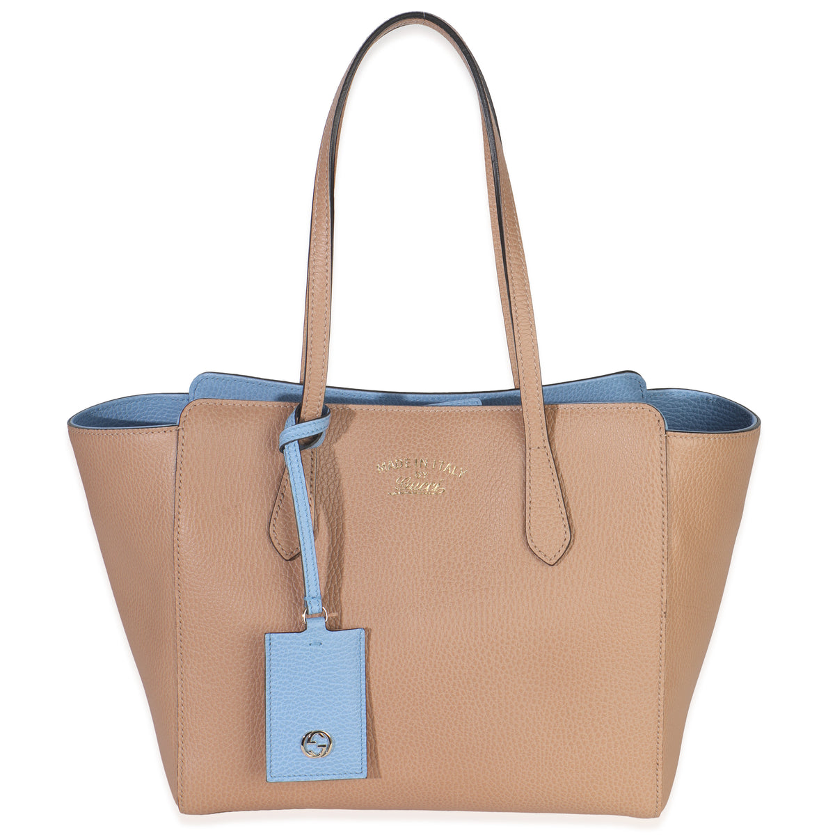Gucci Beige Blue Dollar Calfskin Swing Tote Bag Handbag id