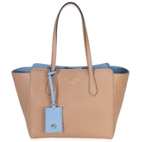 Gucci Beige Blue Dollar Calfskin Swing Tote Bag Handbag id