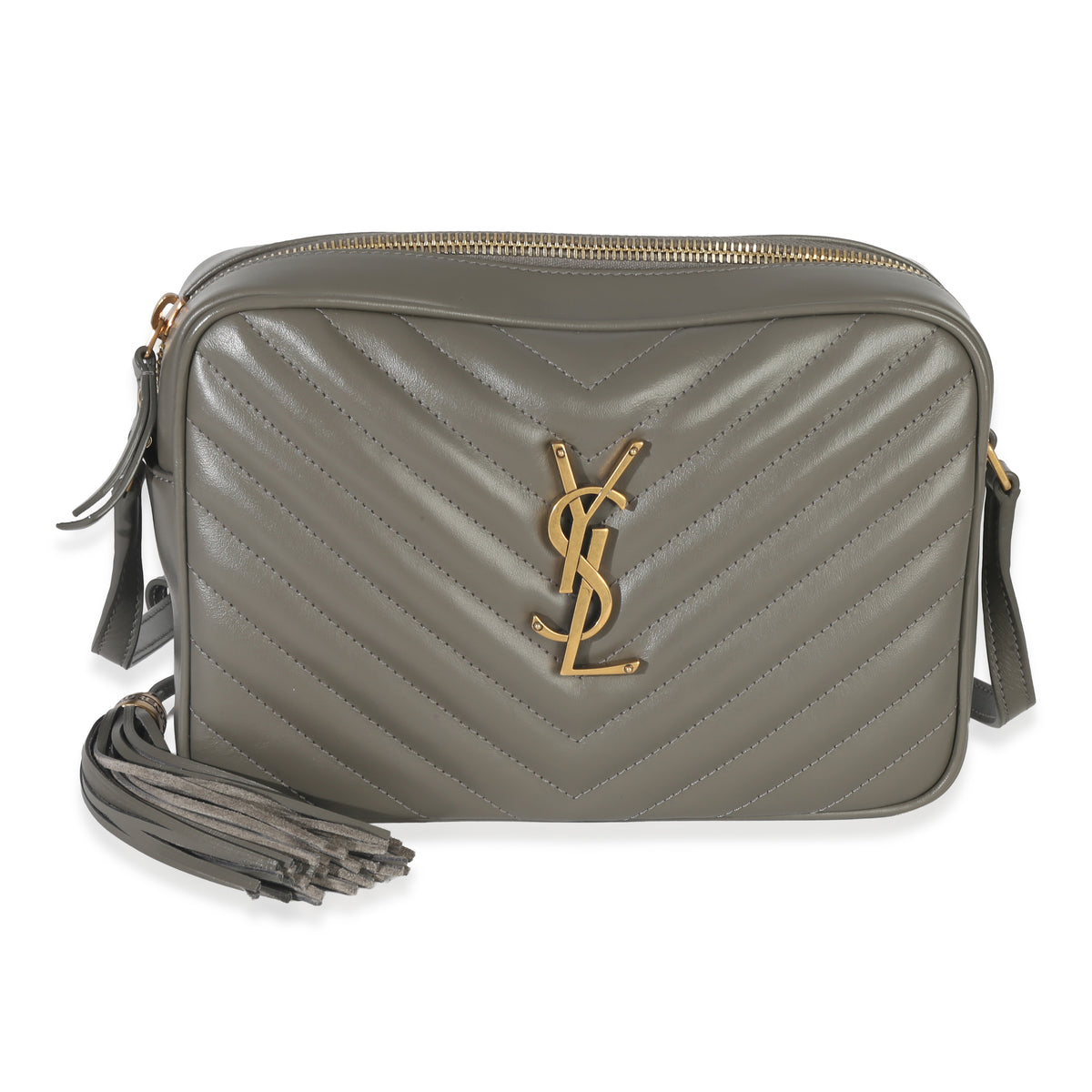 Louis Vuitton Saint Laurent Grey Kaki Calfskin Matelasse Monogram Lou Camera Bag Handbag id