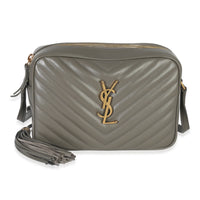 Louis Vuitton Saint Laurent Grey Kaki Calfskin Matelasse Monogram Lou Camera Bag Handbag id