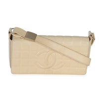 Chanel Vintage Beige Quilted Lambskin Chocolate Bar Flap Bag Handbag id