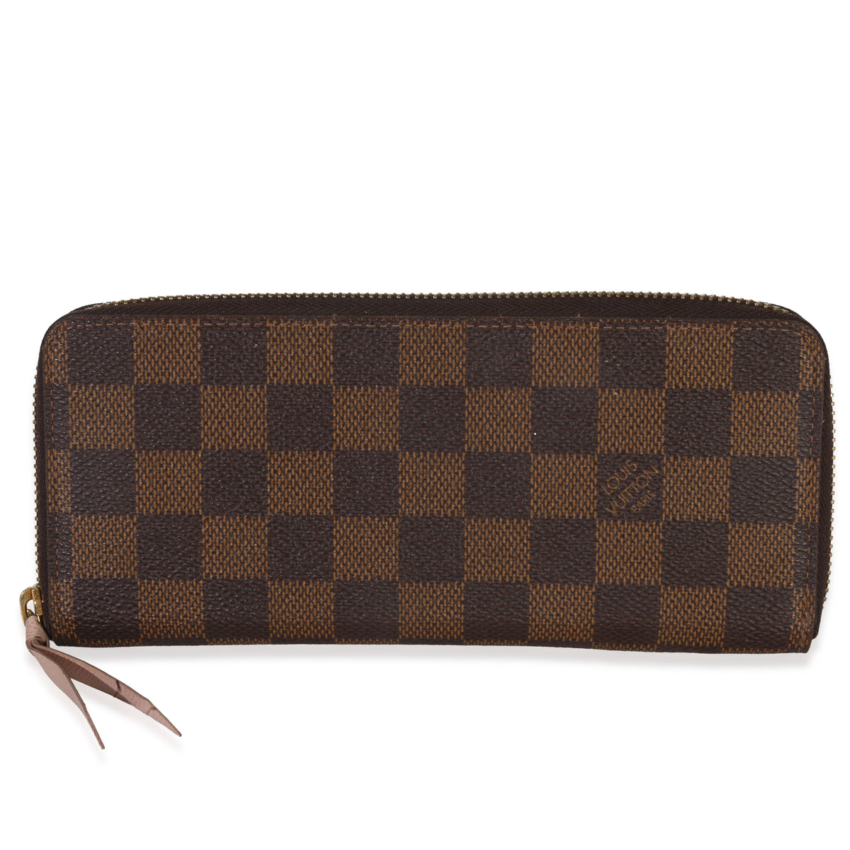 Louis Vuitton Rose Ballerine Damier Ebene Canvas Clemence Zippy Wallet Handbag id