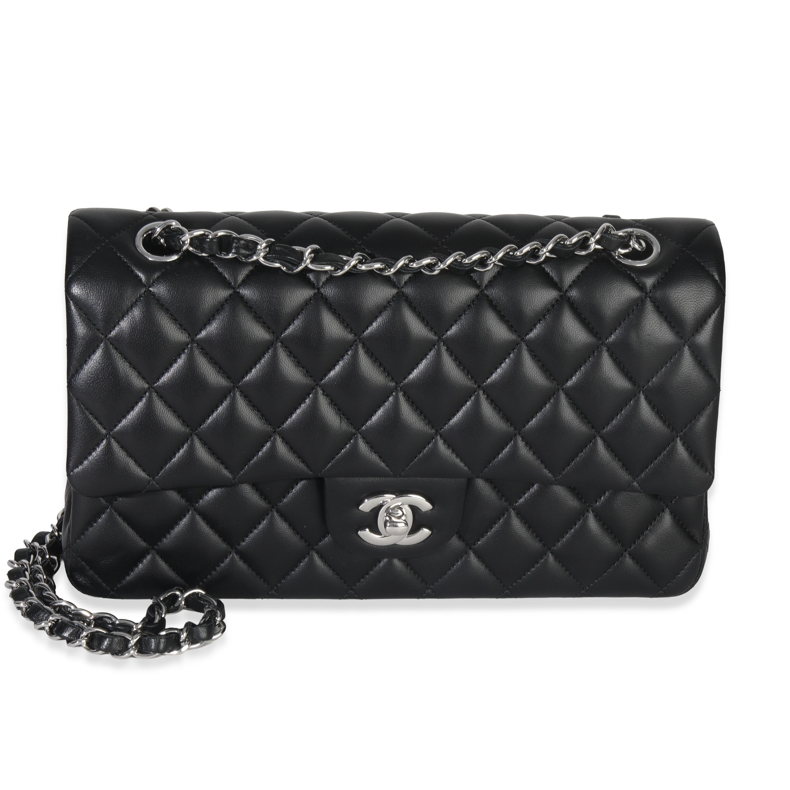 Chanel Black Quilted Lambskin Medium Classic Double Flap Bag Handbag id