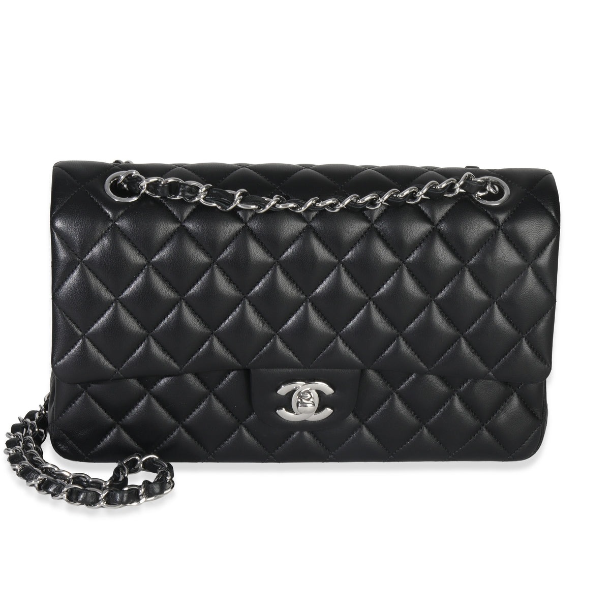 Chanel Black Quilted Lambskin Medium Classic Double Flap Bag Handbag id
