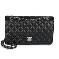 Chanel Black Quilted Lambskin Medium Classic Double Flap Bag Handbag id
