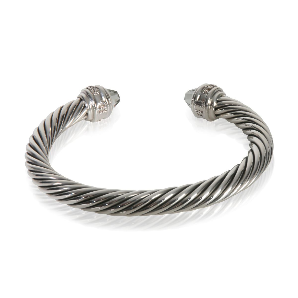 David Yurman Sterling Silver Prasiolite and Diamond Cable Classic Bracelet pv