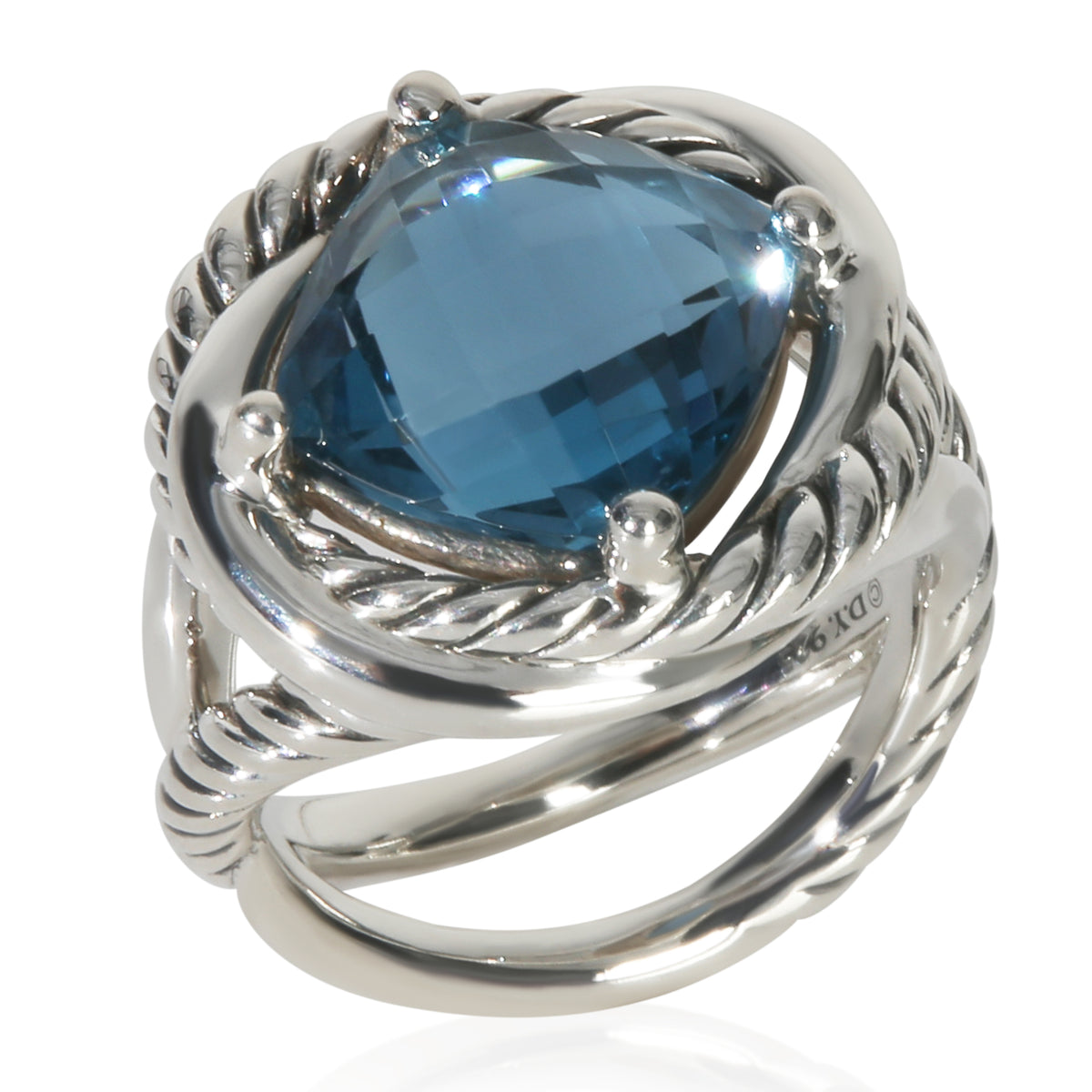 David Yurman Sterling Silver Topaz Infinity Ring bv