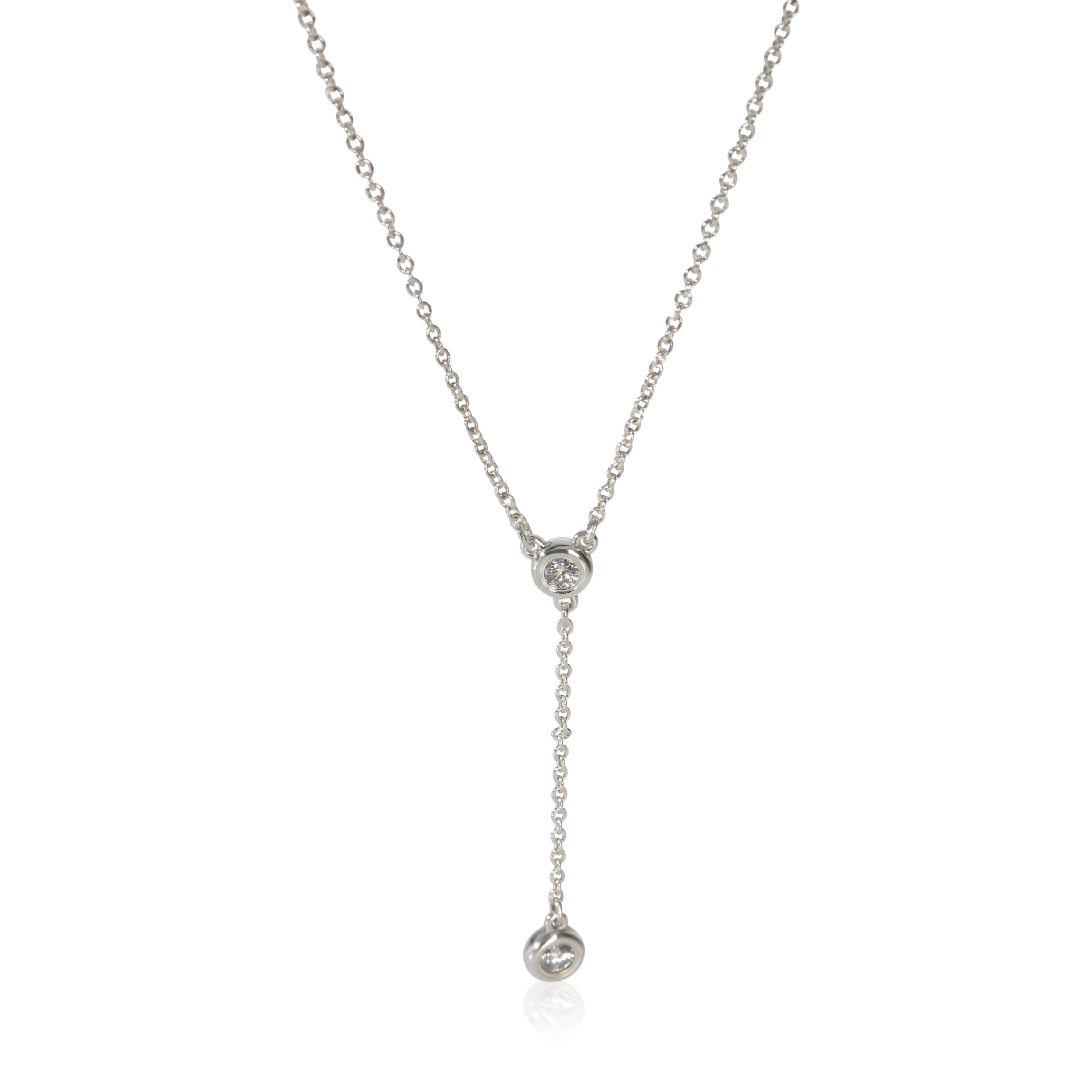 Tiffany & Co. Sterling Silver Diamond Diamond By The Yard Lariat Necklace fv