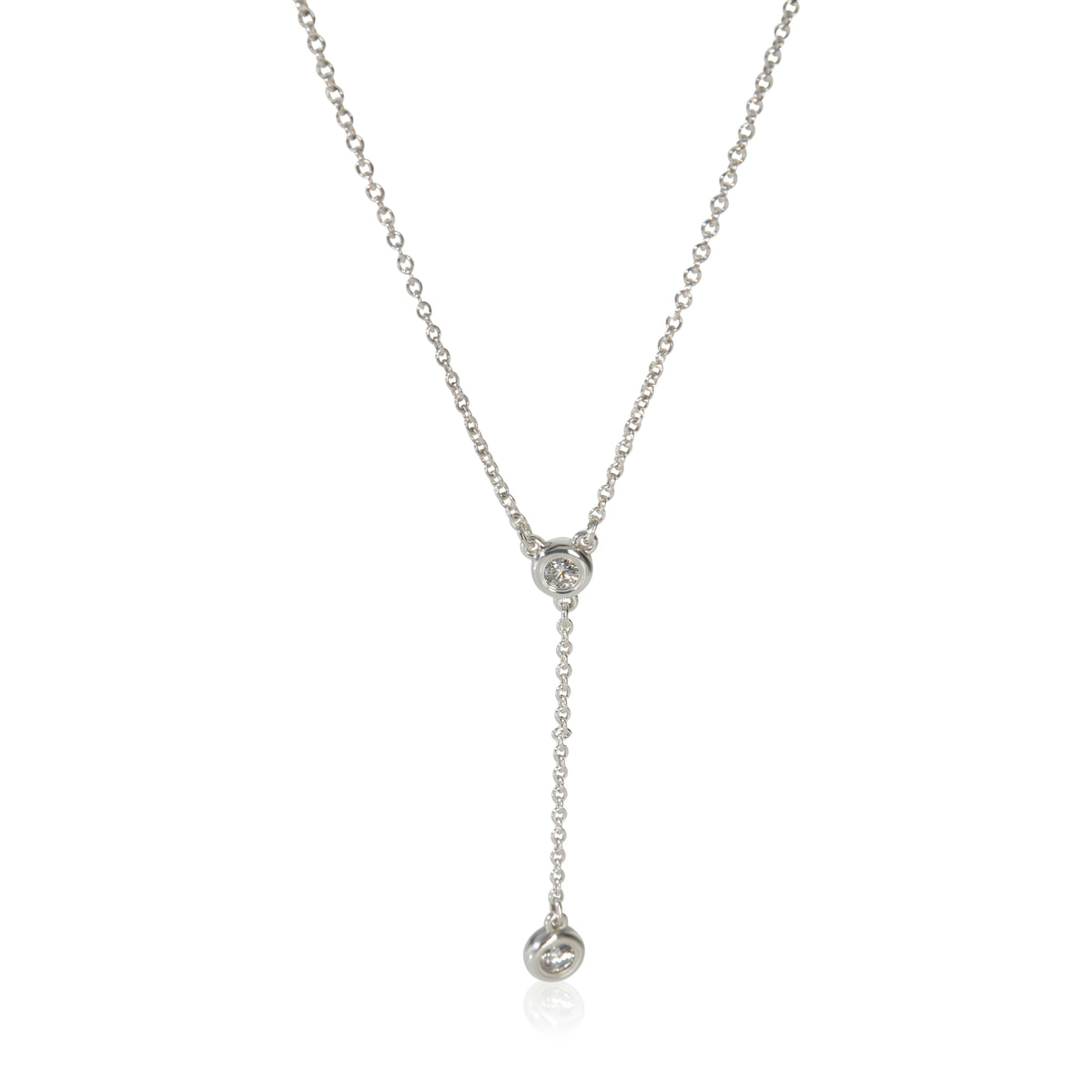 Tiffany & Co. Sterling Silver Diamond Diamond By The Yard Lariat Necklace fv