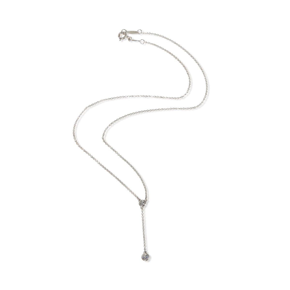 Tiffany & Co. Sterling Silver Diamond Diamond By The Yard Lariat Necklace pv