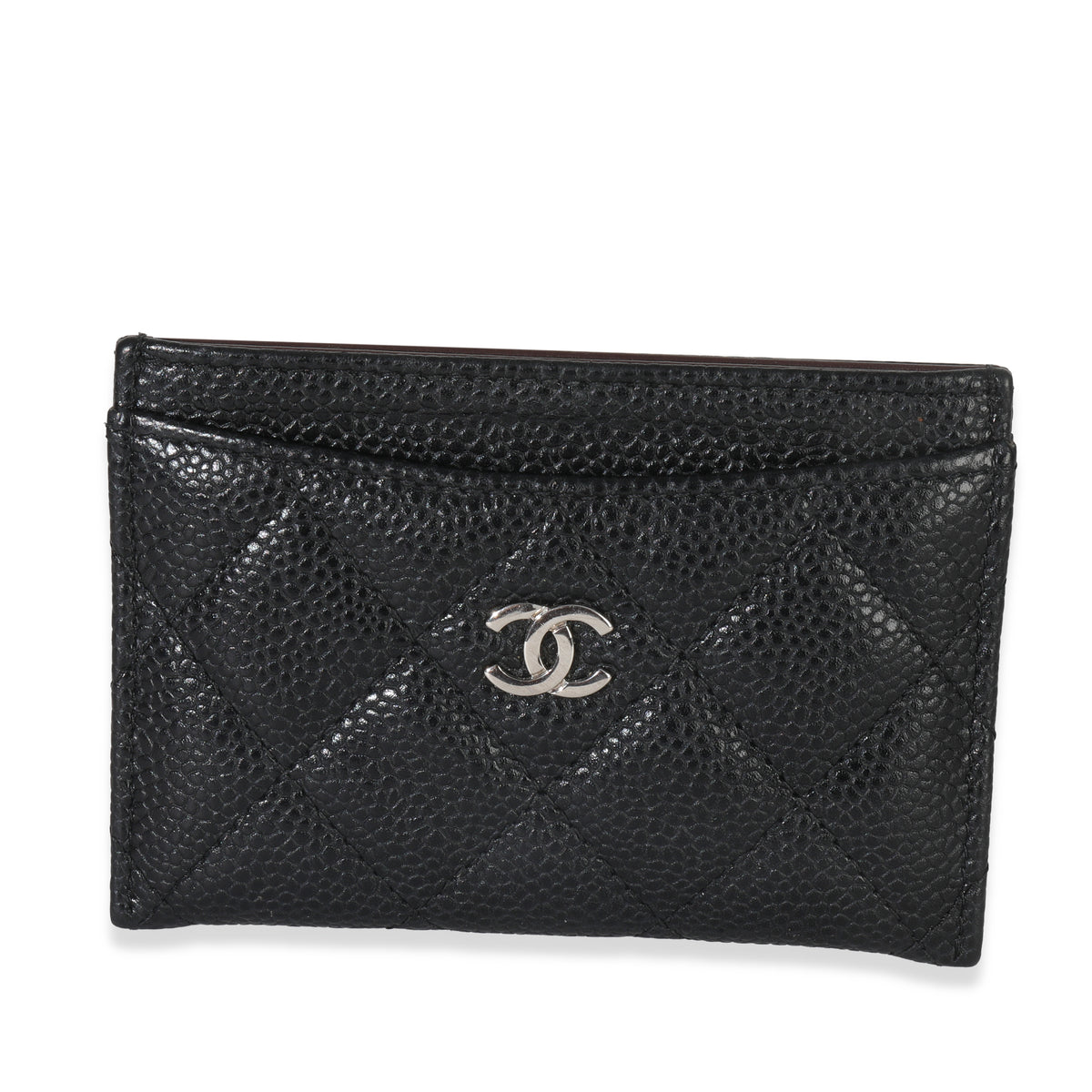 Chanel Black Quilted Caviar Classic Card Holder Handbag id