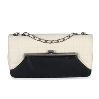 Chanel Black White Lambskin Chocolate Bar Bicolor Kiss Lock Flap Handbag id
