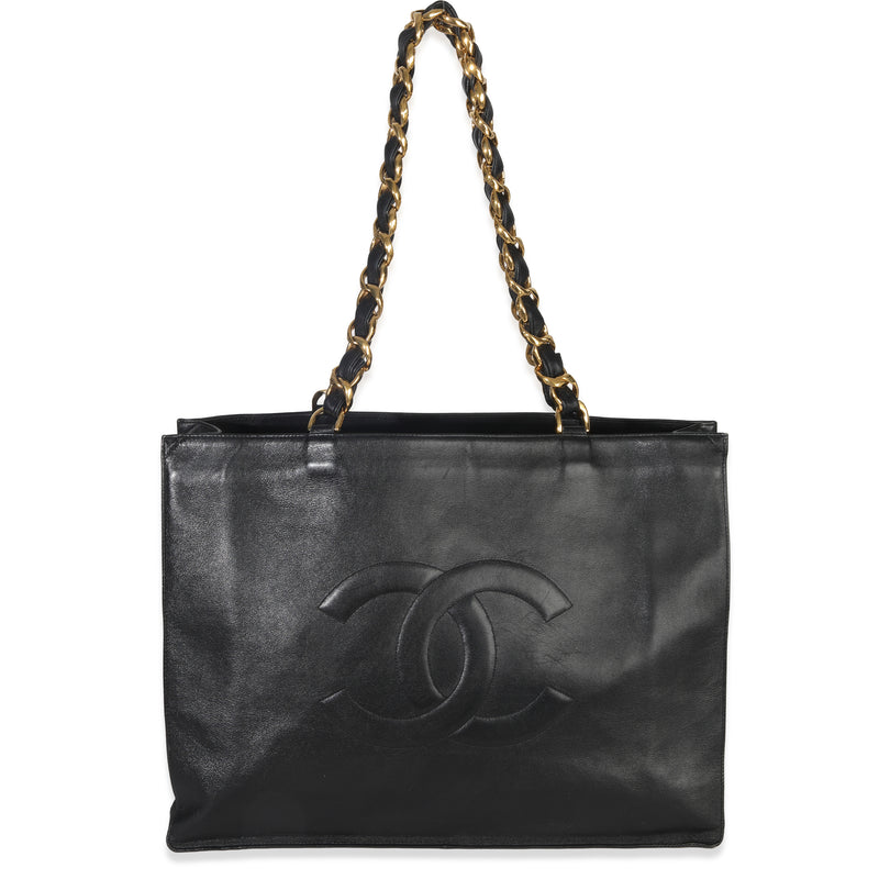 Chanel Vintage Black Lambskin CC Chain Tote Handbag id