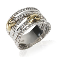 David Yurman Yellow Gold & Sterling Silver  Double X Crossover Ring bv