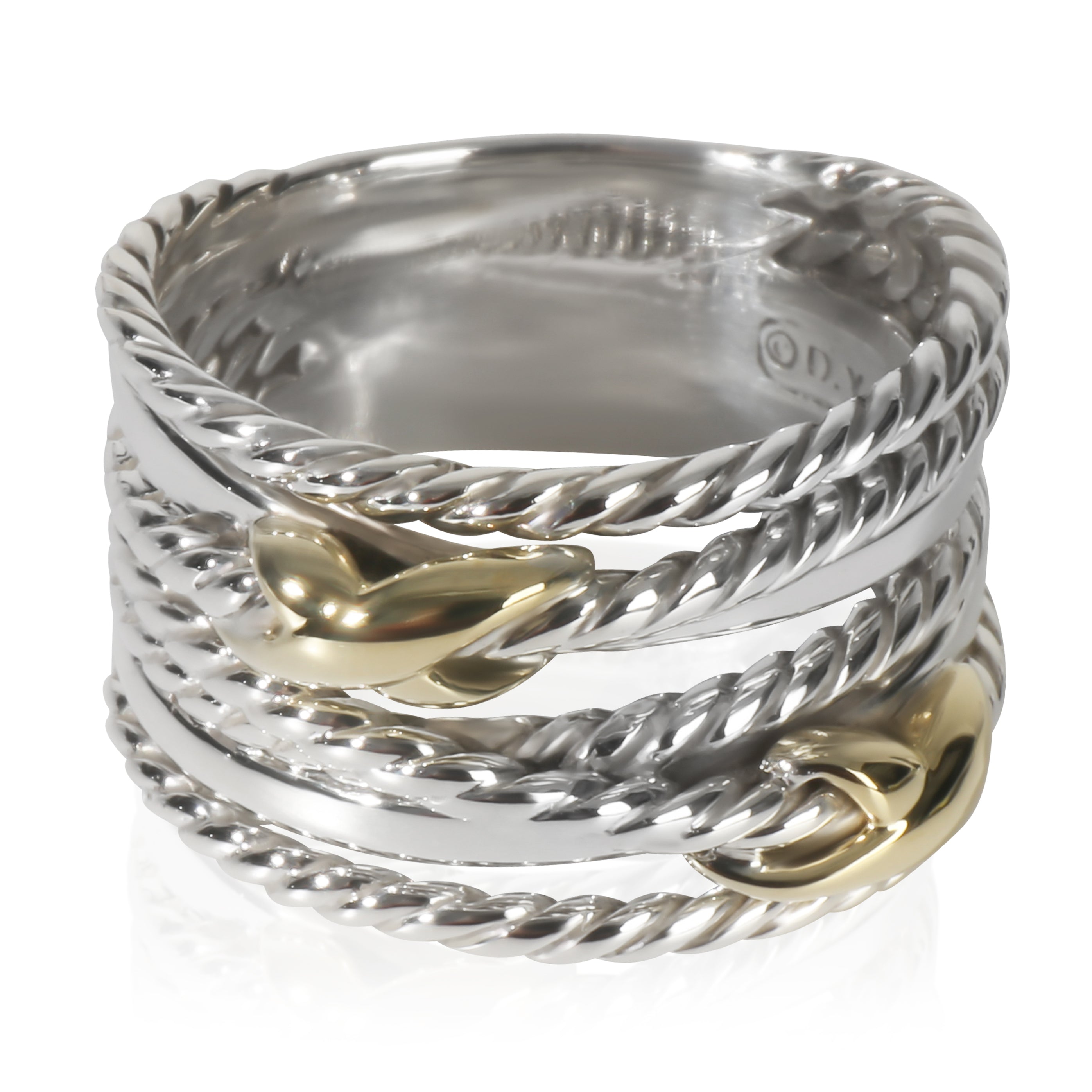 David Yurman Yellow Gold & Sterling Silver  Double X Crossover Ring fv