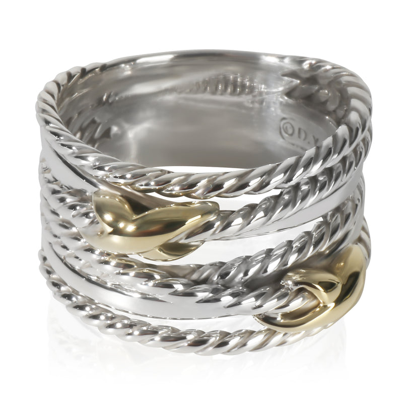 David Yurman Yellow Gold & Sterling Silver  Double X Crossover Ring fv