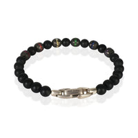 David Yurman Sterling Silver Onyx Rainbow Spiritual Bead Bracelet pv