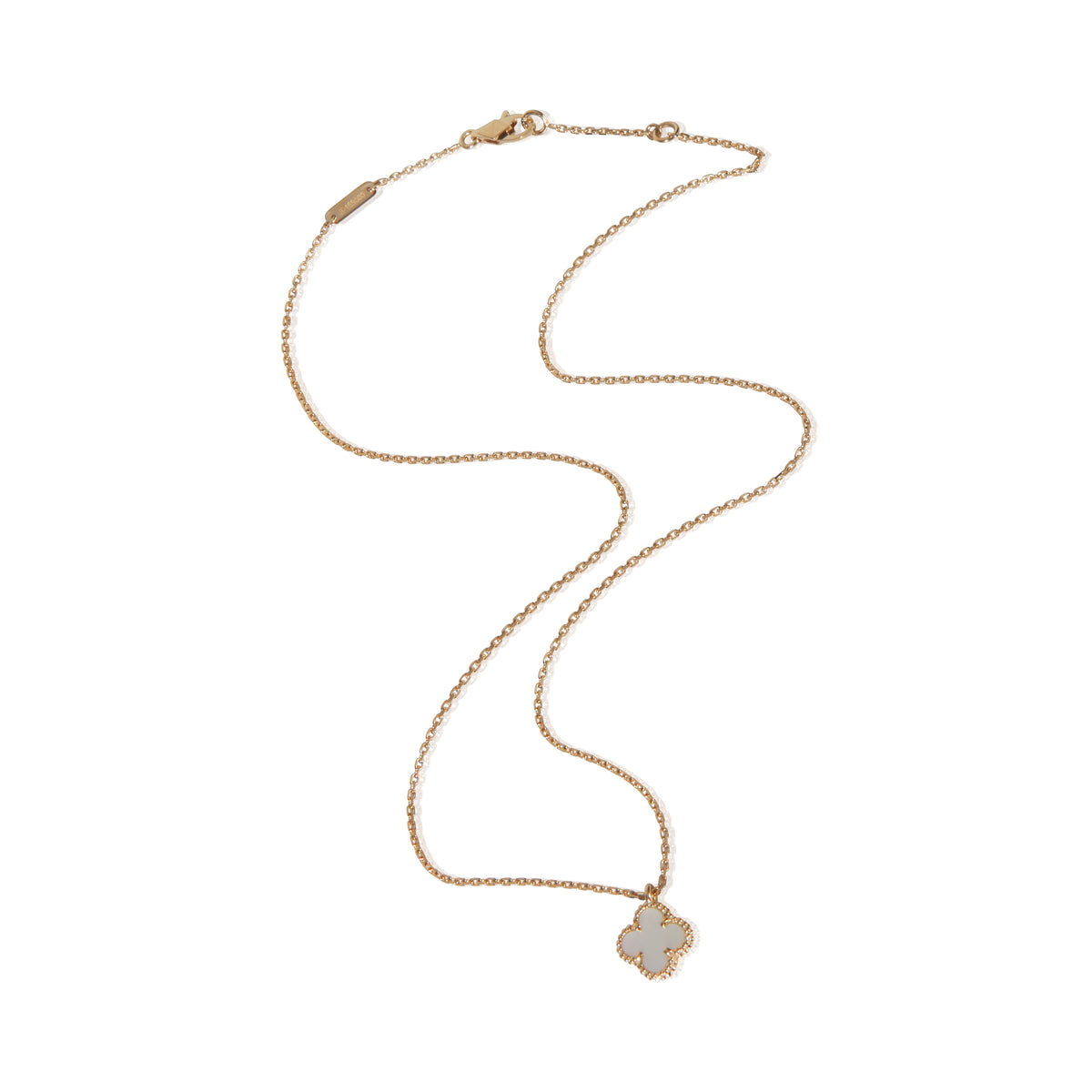 Van Cleef & Arpels Yellow Gold Mother Of Pearl Sweet Alhambra Pendent. pv