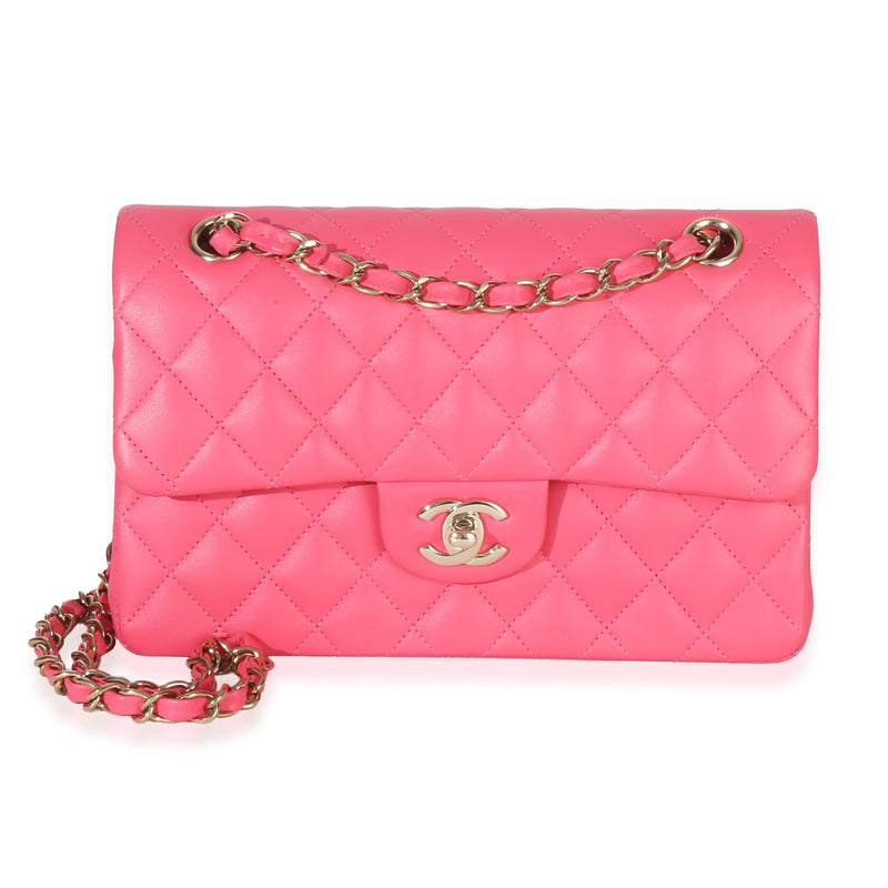 Chanel Pink Quilted Lambskin Small Classic Double Flap Bag Handbag id