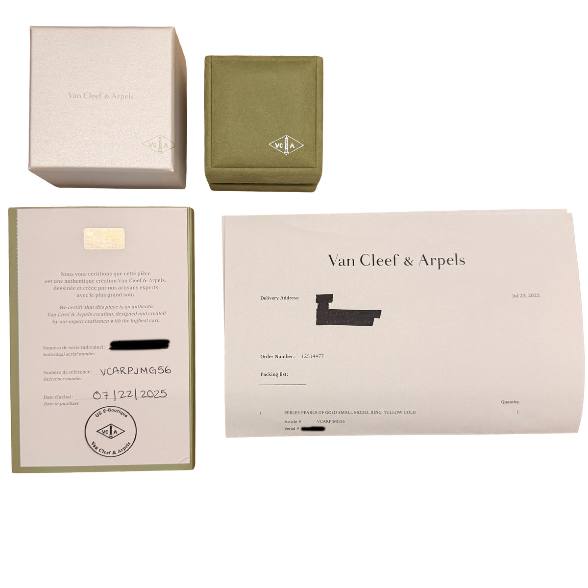 Van Cleef & Arpels Yellow Gold  Small Model Perlee Ring box