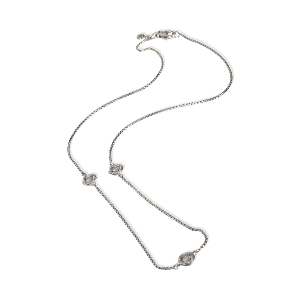 David Yurman Sterling Silver Diamond Infinity Station Necklace pv