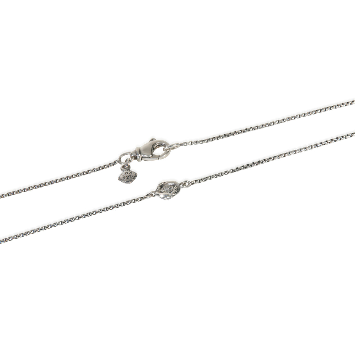 David Yurman Sterling Silver Diamond Infinity Station Necklace sv