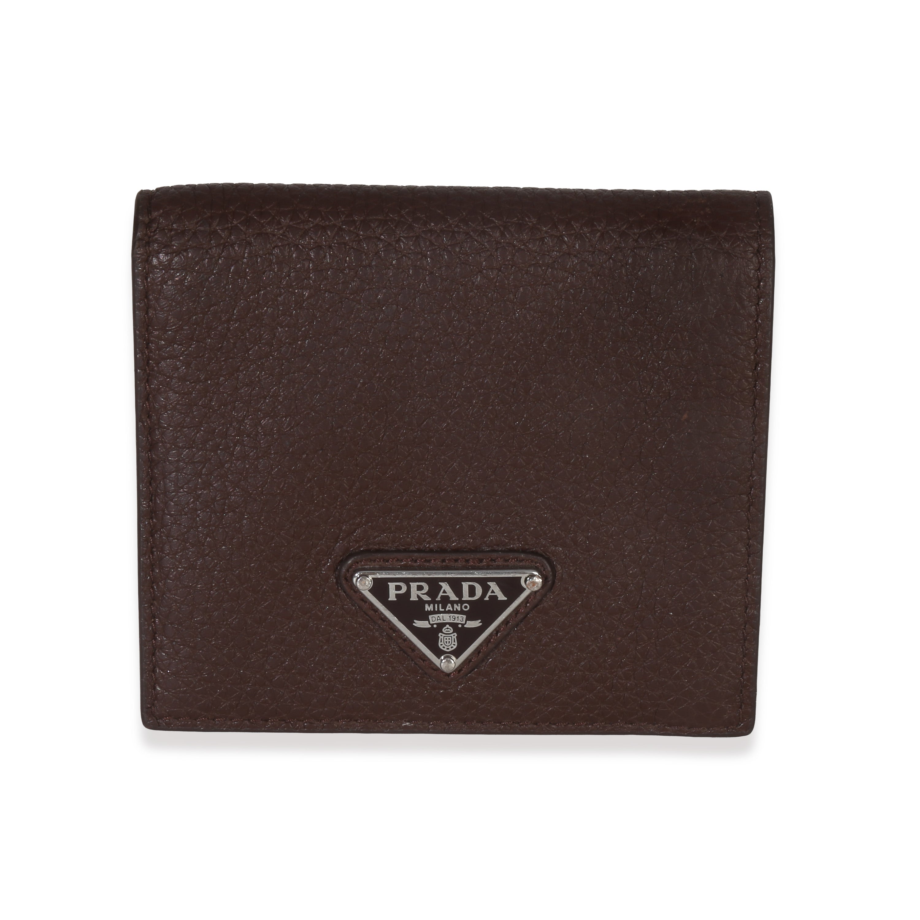Prada Brown Saffiano Sienna Bi Fold Wallet Handbag id