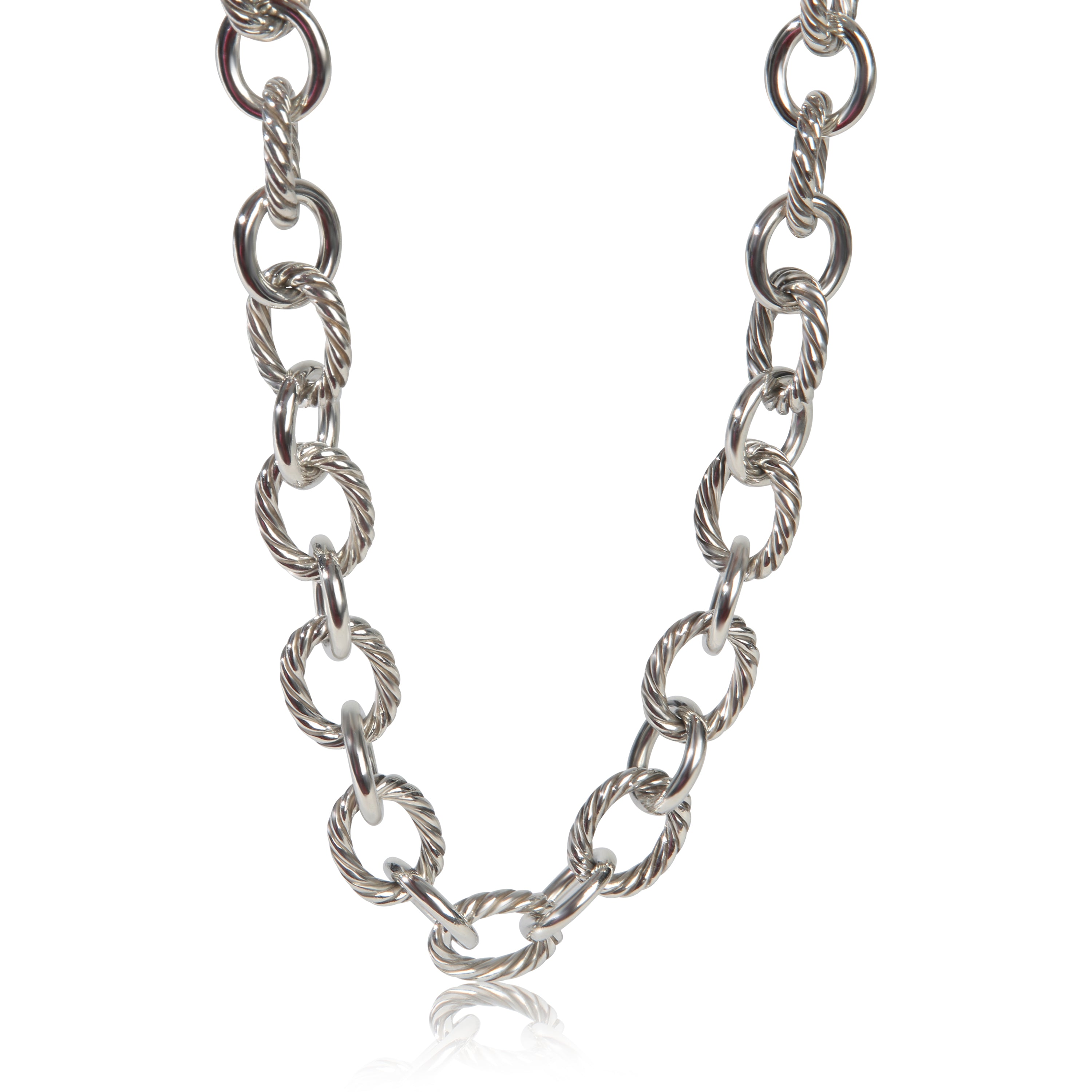 David Yurman Sterling Silver  Oval Link Necklace fv
