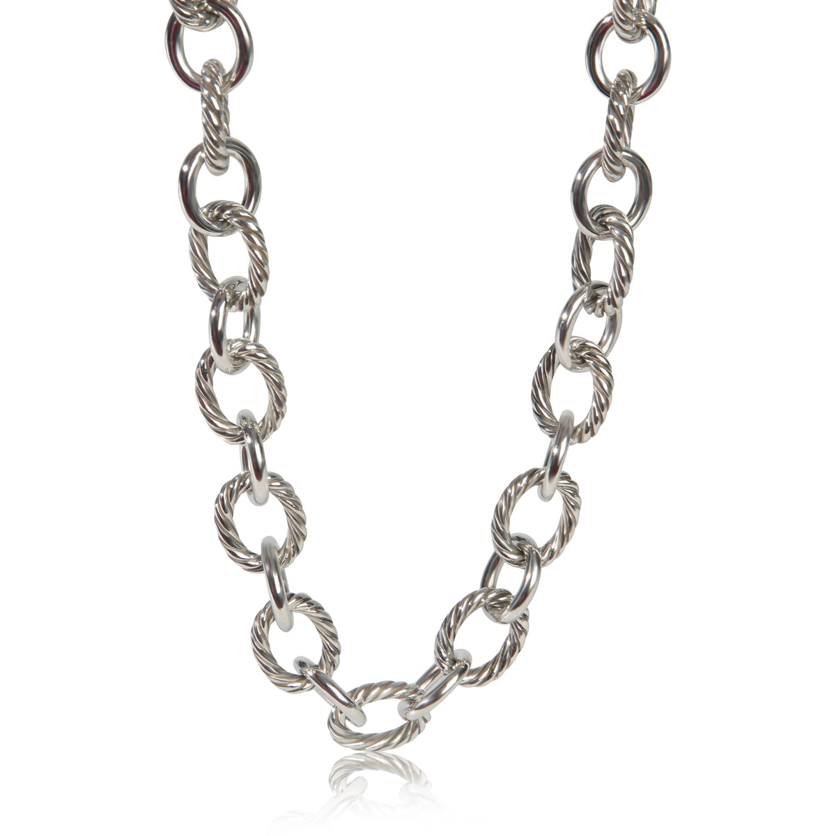 David Yurman Sterling Silver  Oval Link Necklace fv