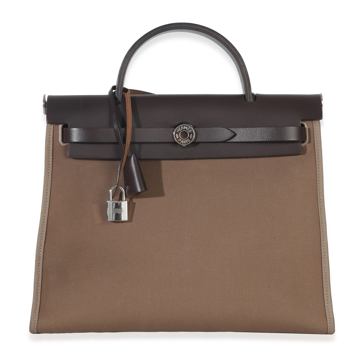 Hermès Ebene Etoupe Vache Hunter Toile Herbag Zip 31 PM PHW Handbag id