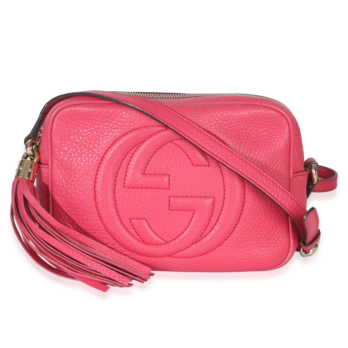 Gucci Pink Pebbled Calfskin Small Soho Disco Crossbody Handbag id