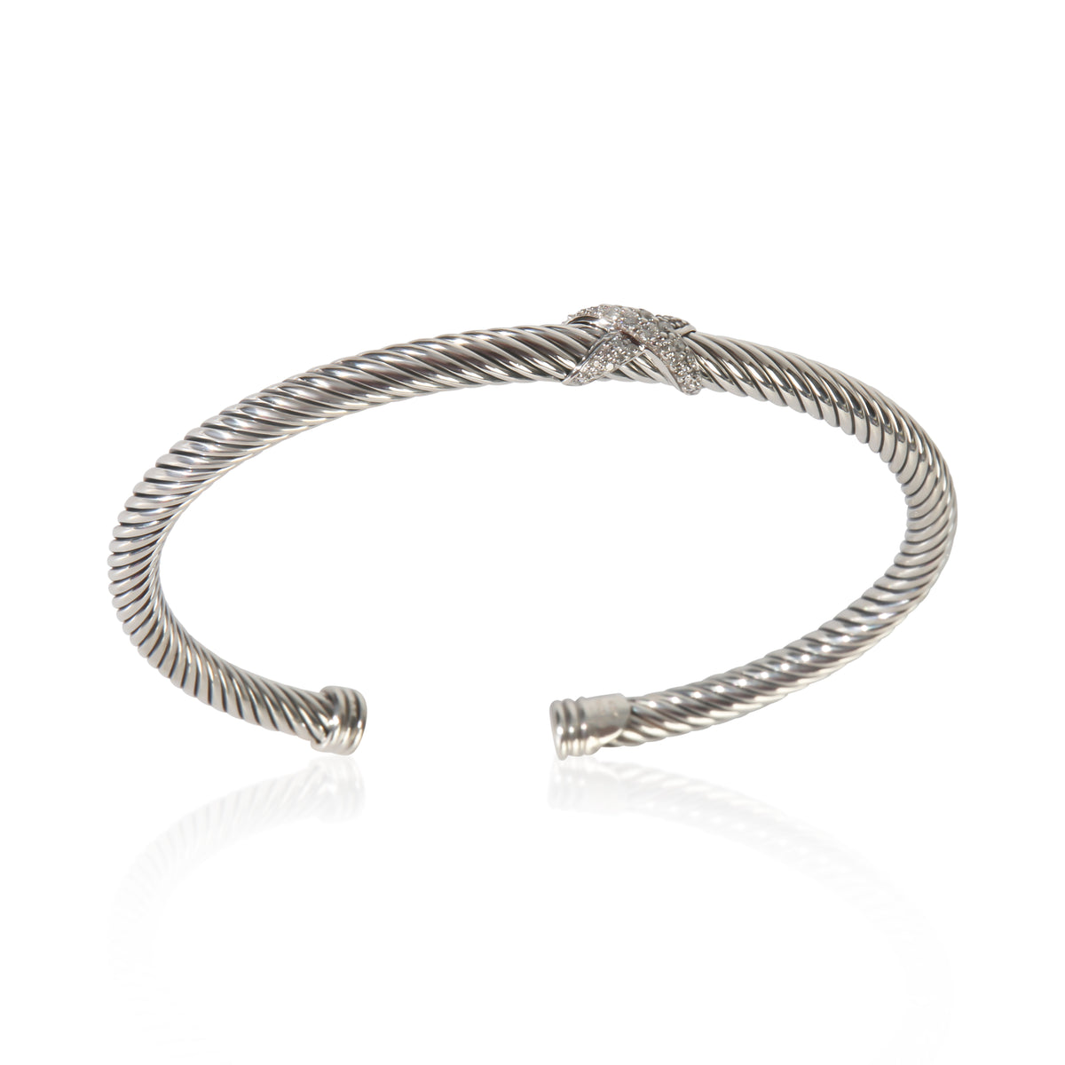 David Yurman Sterling Silver Diamond Cable X Bracelet av