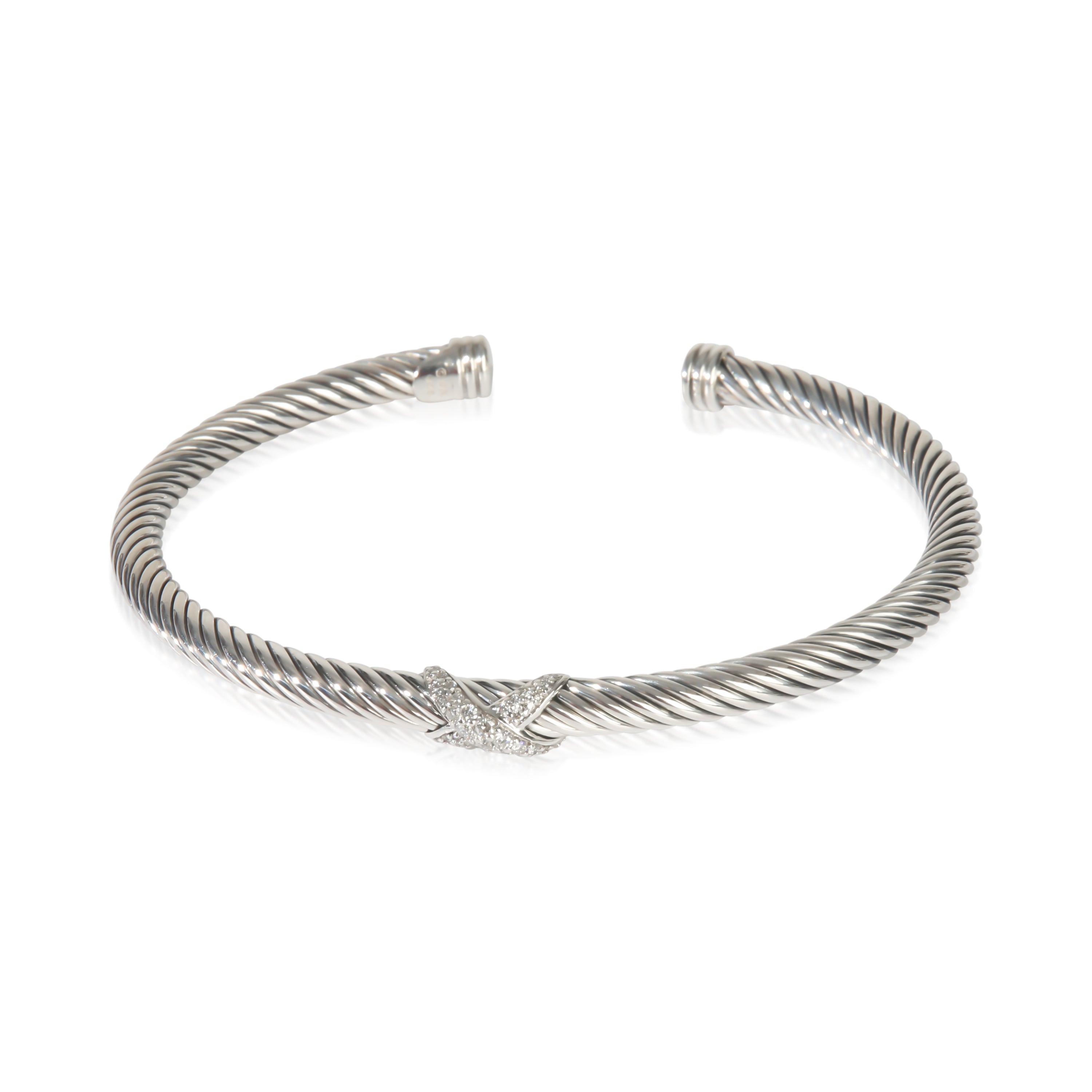 David Yurman Sterling Silver Diamond Cable X Bracelet fv