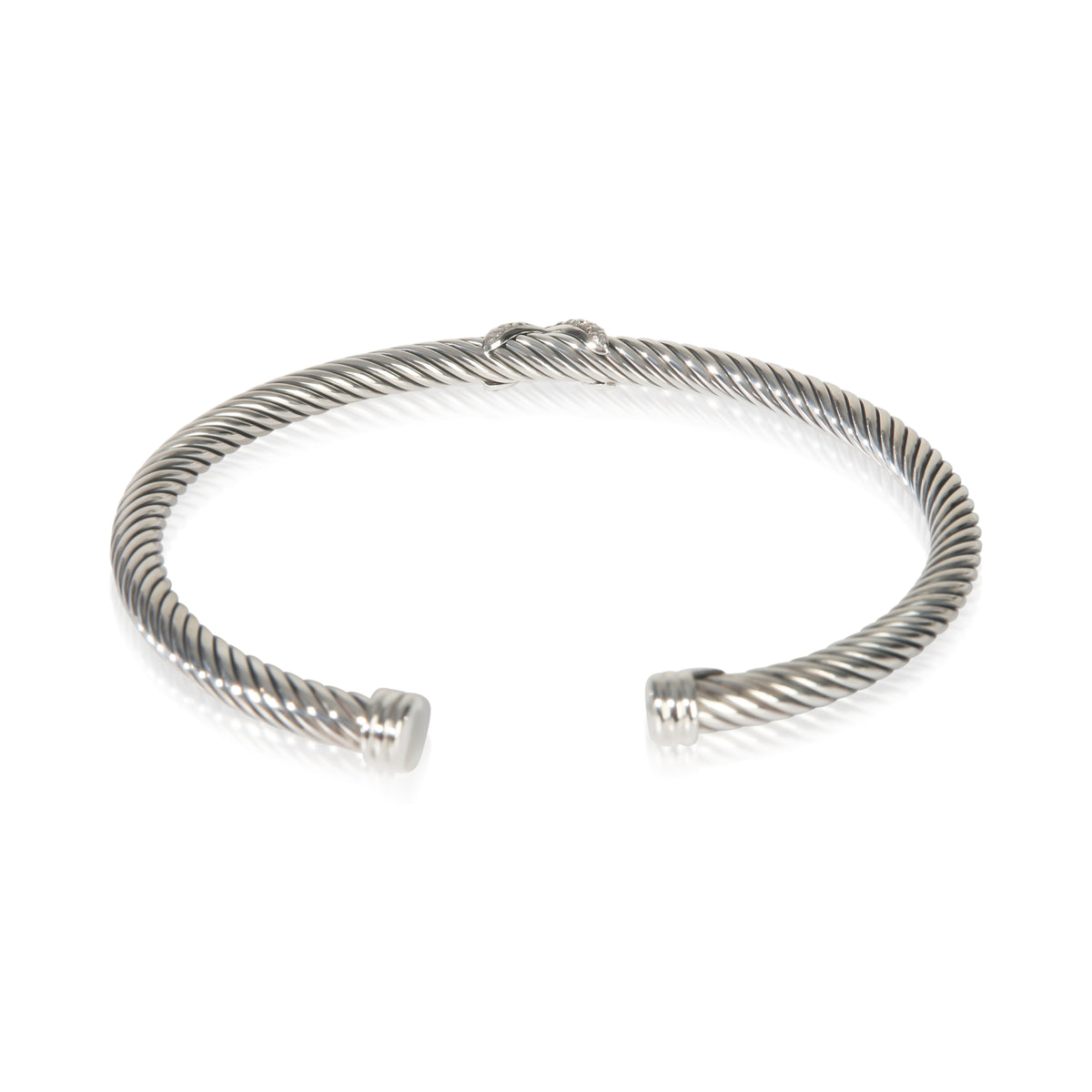 David Yurman Sterling Silver Diamond Cable X Bracelet pv