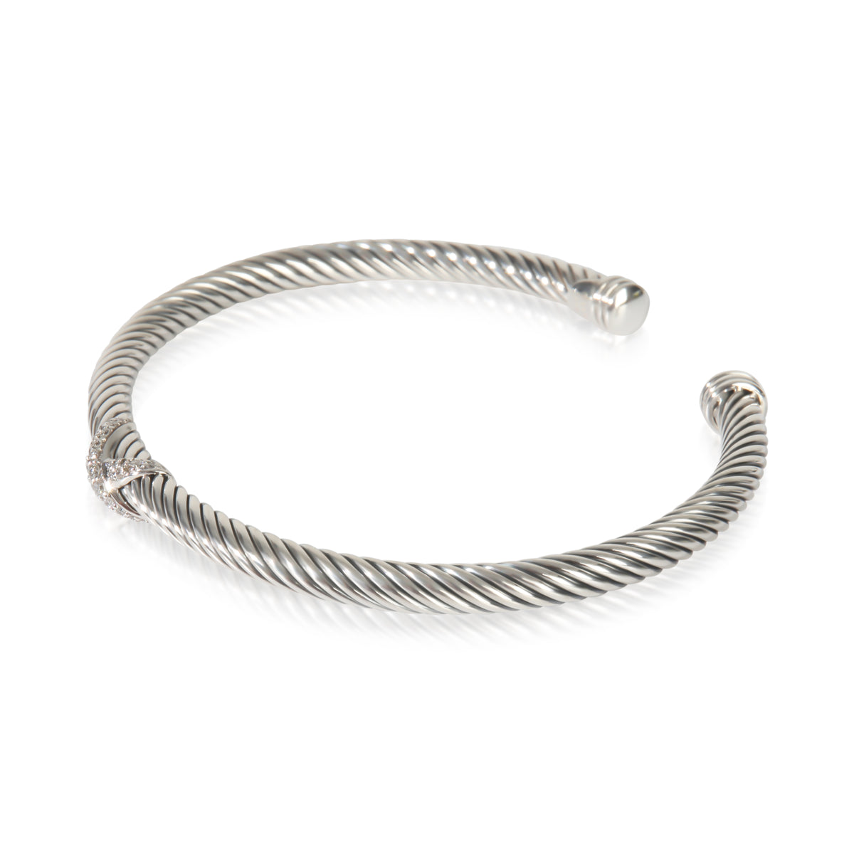 David Yurman Sterling Silver Diamond Cable X Bracelet sv